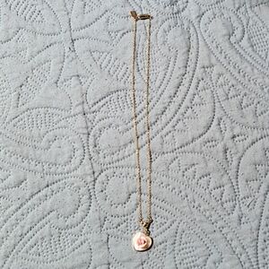 Vintage 192s dainty heart abalone gold tone necklace